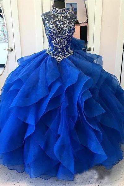 Blue Silver Sequins Off The Shoulder Backless Appliques Wedding Dress